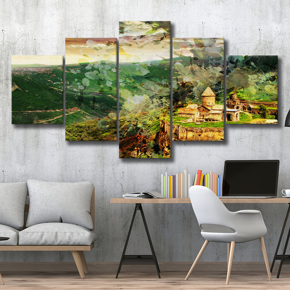 Tatev Monastery Armenia 5 Pieces Canvas Prints Wall Art Decor - Painting Canvas, Mixed Canvas, Multi Panels