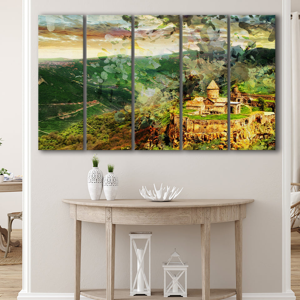 Tatev Monastery Armenia 5 Piece B Canvas Prints Wall Art Decor, Multi Panels,Large Canvas, Home Decor