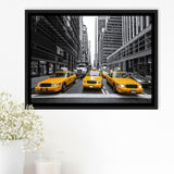 Taxi of New York City Black and White with Yellow Accents Stylish Framed Canvas Prints Wall Art Decor - Paiting Canvas, Art Prints
