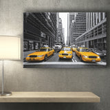 Taxi of New York City Black and White with Yellow Accents Stylish Canvas Prints Wall Art Decor - Paiting Canvas, Art Prints, Wall Decor