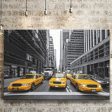 Taxi of New York City Black and White with Yellow Accents Stylish Canvas Prints Wall Art Decor - Paiting Canvas, Art Prints, Wall Decor