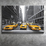 Taxi of New York City Black and White with Yellow Accents Stylish Canvas Prints Wall Art Decor - Paiting Canvas, Art Prints, Wall Decor