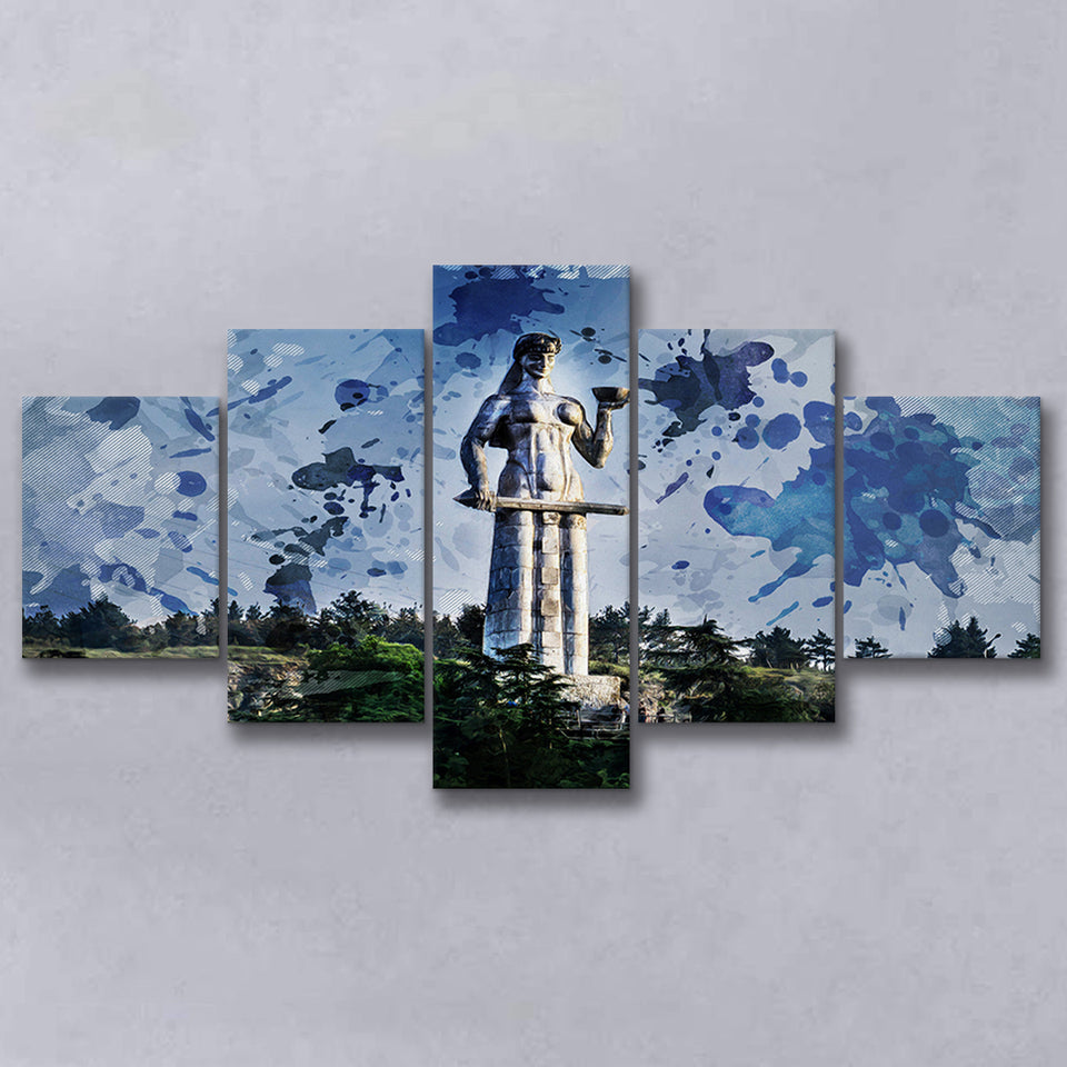 Tbilisi Mother of Georgia 5 Pieces Canvas Prints Wall Art Decor - Painting Canvas, Mixed Canvas, Multi Panels