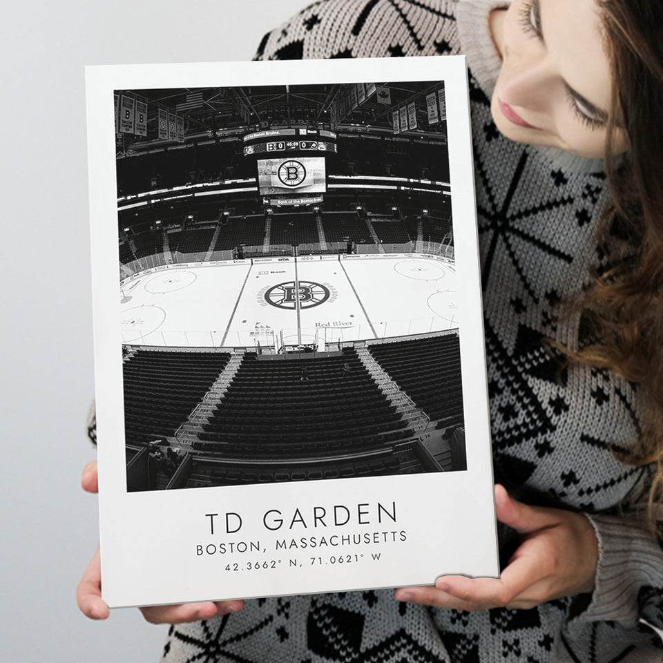 Td Garden Boston Bruins Ice Hockey Lovers Black And White Art Canvas Prints Wall Art Home Decor