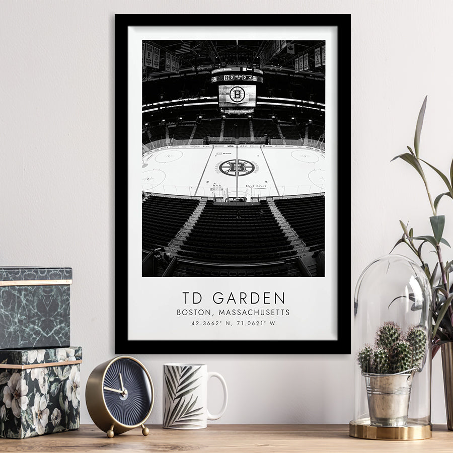 Td Garden Boston Bruins Ice Hockey Lovers Black And White Art Framed Art Prints Wall Art Decor, Framed Picture