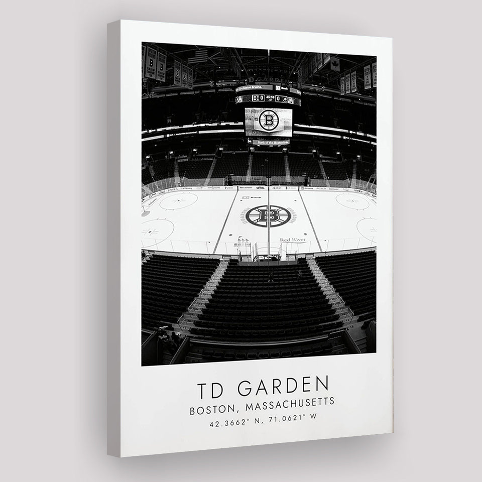 Td Garden Boston Bruins Ice Hockey Lovers Black And White Art Canvas Prints Wall Art Home Decor