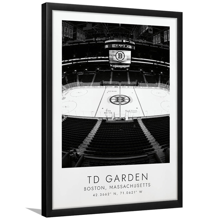 Td Garden Boston Bruins Ice Hockey Lovers Black And White Art Framed Art Prints Wall Art Decor, Framed Picture
