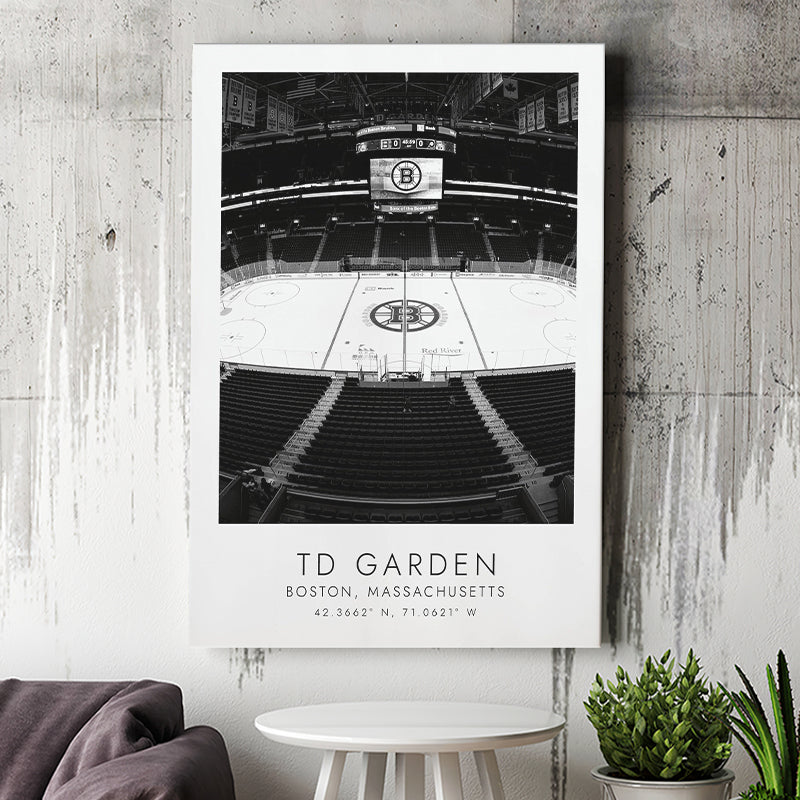 Td Garden Boston Bruins Ice Hockey Lovers Black And White Art Canvas Prints Wall Art Home Decor