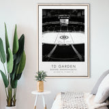 Td Garden Boston Bruins Ice Hockey Lovers Black And White Art Framed Canvas Prints Wall Art Home Decor, Floating Frame