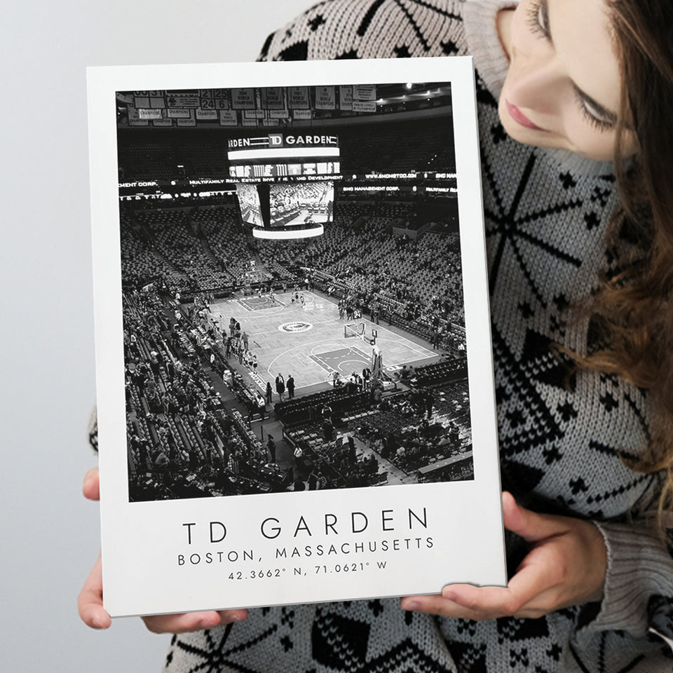 Td Garden Boston Celtics Basketball Lovers Black And White Art Canvas Prints Wall Art Home Decor