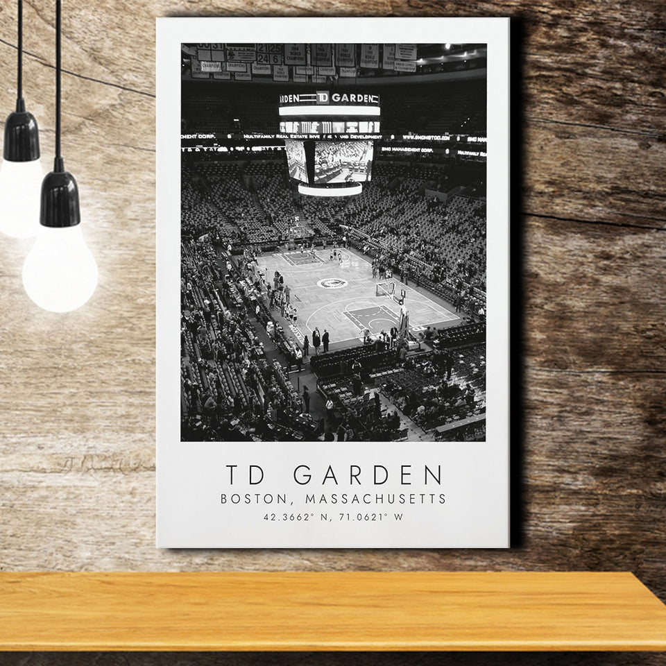 Td Garden Boston Celtics Basketball Lovers Black And White Art Canvas Prints Wall Art Home Decor