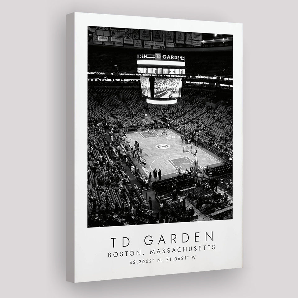 Td Garden Boston Celtics Basketball Lovers Black And White Art Canvas Prints Wall Art Home Decor