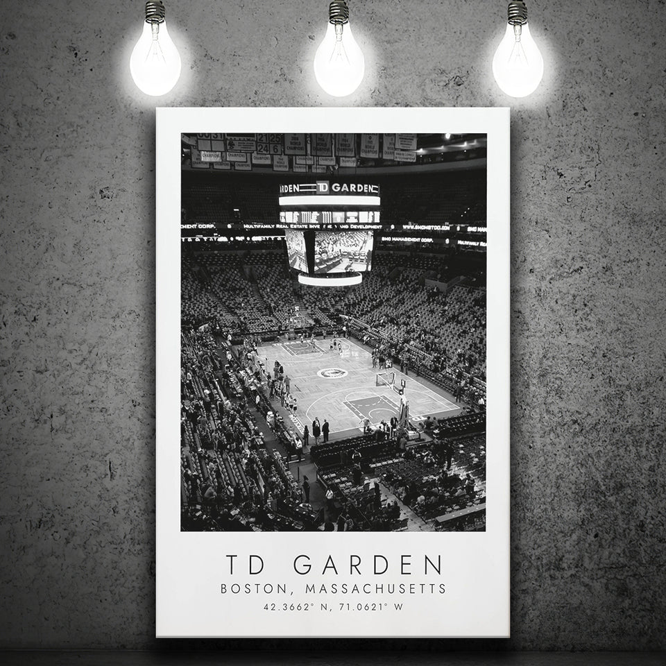 Td Garden Boston Celtics Basketball Lovers Black And White Art Canvas Prints Wall Art Home Decor