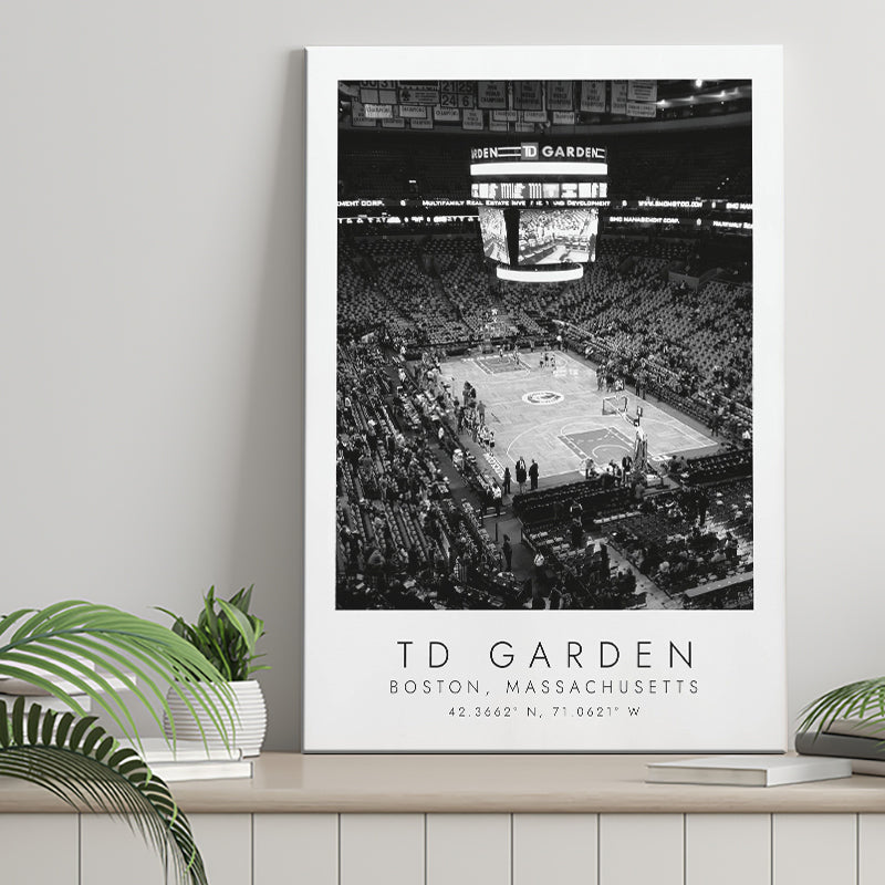 Td Garden Boston Celtics Basketball Lovers Black And White Art Canvas Prints Wall Art Home Decor