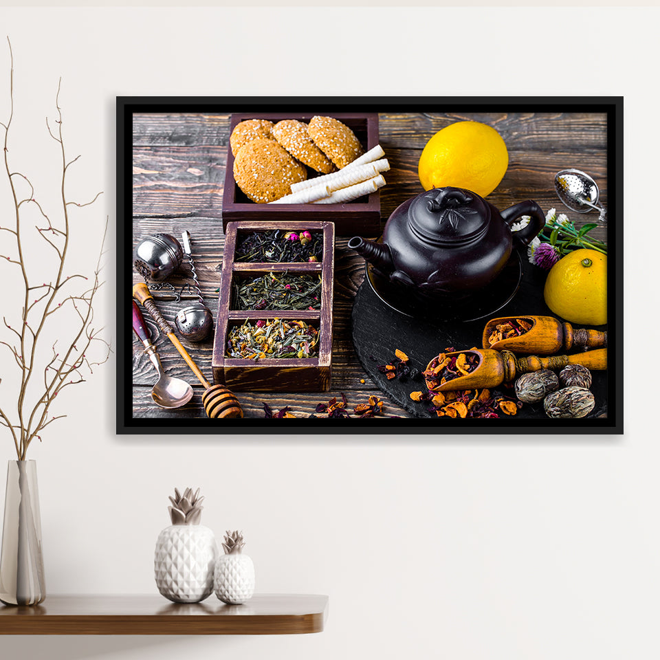 Tea Wall Art Framed Canvas Prints Wall Art Decor, Framed Picture, Floating Frame