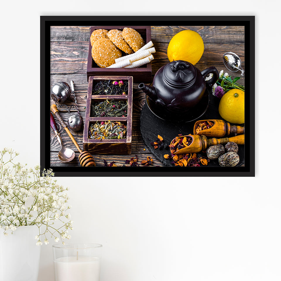 Tea Wall Art Framed Canvas Prints Wall Art Decor, Framed Picture, Floating Frame
