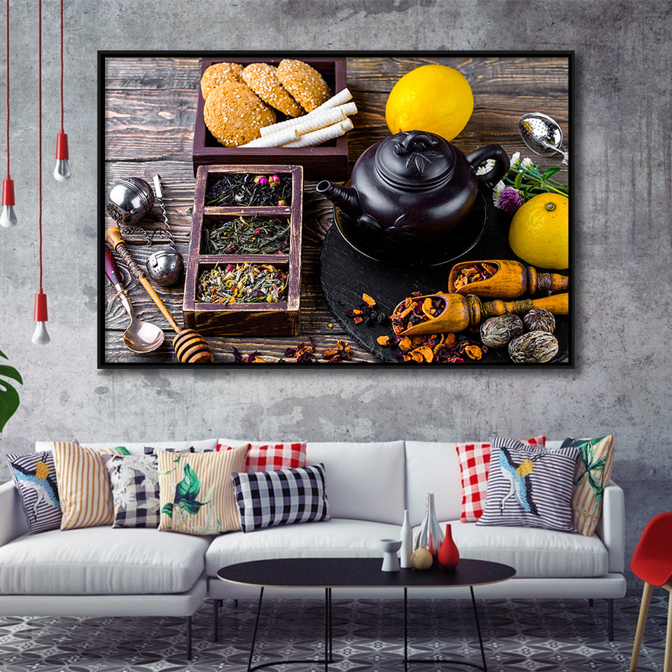 Tea Wall Art Framed Canvas Prints Wall Art Decor, Framed Picture, Floating Frame