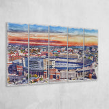 Tennessee Volunteers Neyland Stadium Watercolor Football, 5 Pieces B, Multi Panel Canvas Prints Wall Art Decor