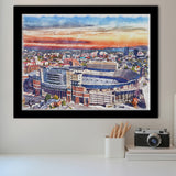 Tennessee Volunteers Neyland Stadium Watercolor Football, Sport Prints Fan Gift, Framed Art Prints Wall Art Decor