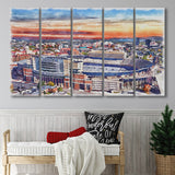 Tennessee Volunteers Neyland Stadium Watercolor Football, 5 Pieces B, Multi Panel Canvas Prints Wall Art Decor