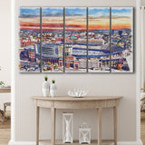 Tennessee Volunteers Neyland Stadium Watercolor Football, 5 Pieces B, Multi Panel Canvas Prints Wall Art Decor
