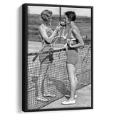 Tennis Girls Smoking Black And White Print, Friendship Framed Canvas Prints Wall Art Home Decor, Floating Frame