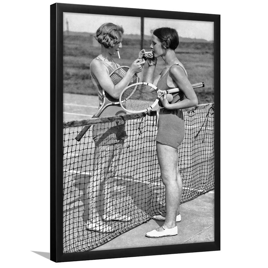 Tennis Girls Smoking Black And White Print, Friendship Framed Art Print Wall Art Decor,Framed Picture
