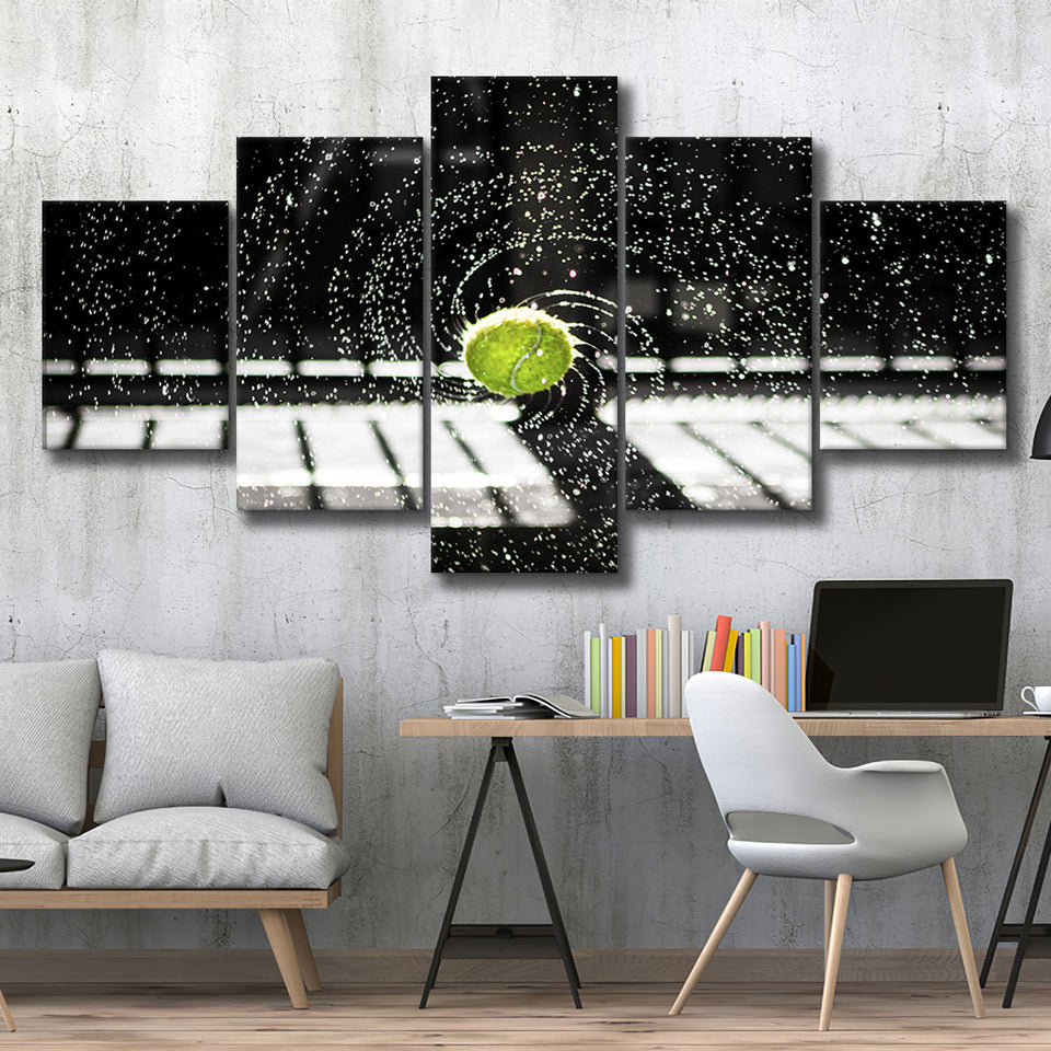 Tennis Wall Art Tennis Fan Gift 5 Piece Canvas Prints Wall Art Decor, Multi Panels, Mixed Canvas