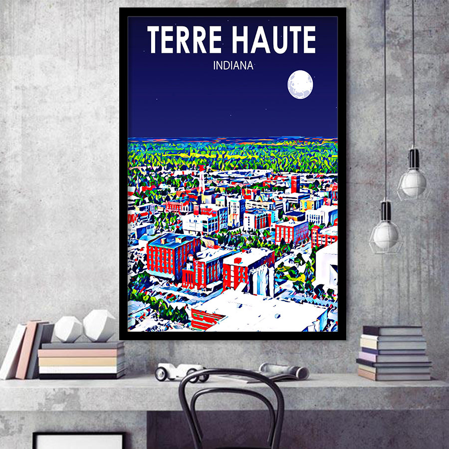 Terre Haute IN Art V1, City Art Print, Framed Art Print Wall Art Home Decor, Framed Picture