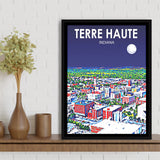 Terre Haute IN Art V1, Large Canvas, Framed Canvas Print Wall Art Home Decor, Floating Frame