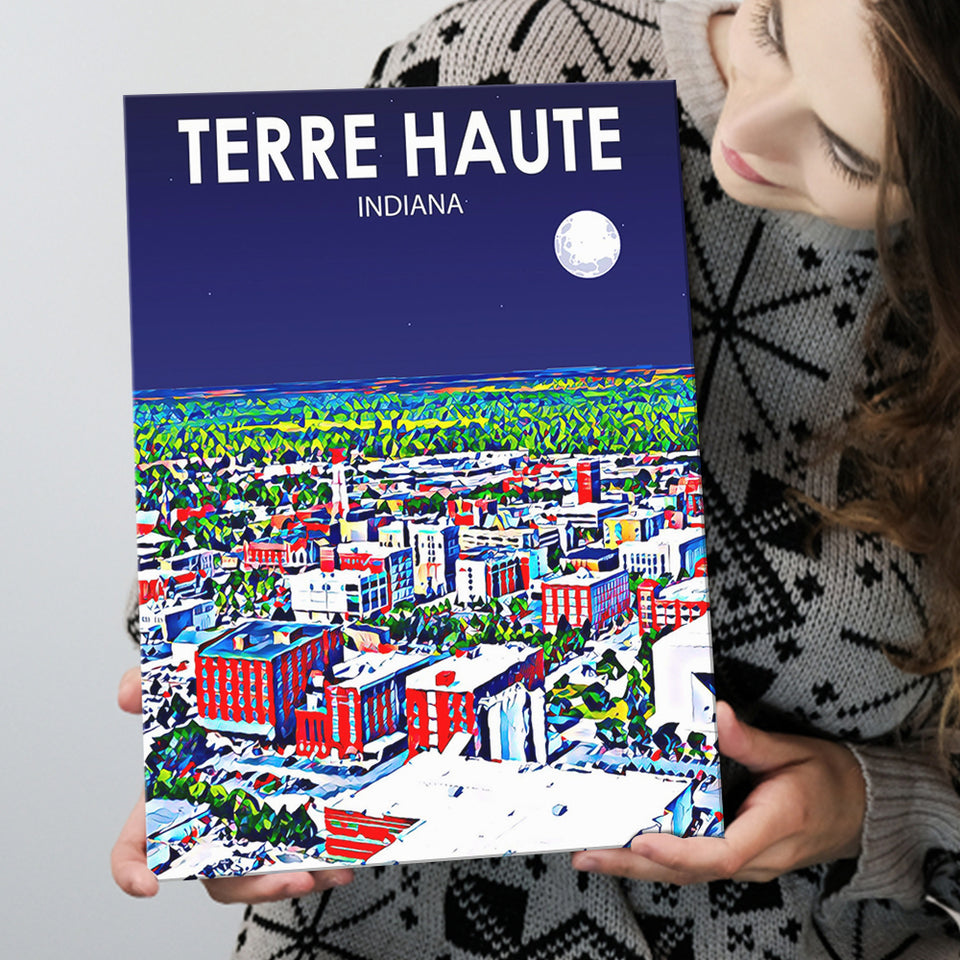Terre Haute IN Art V1 ,City Art Print, Large Canvas, Canvas Print Wall Art Home Decor