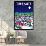 Terre Haute IN Art V1, Large Canvas, Framed Canvas Print Wall Art Home Decor, Floating Frame