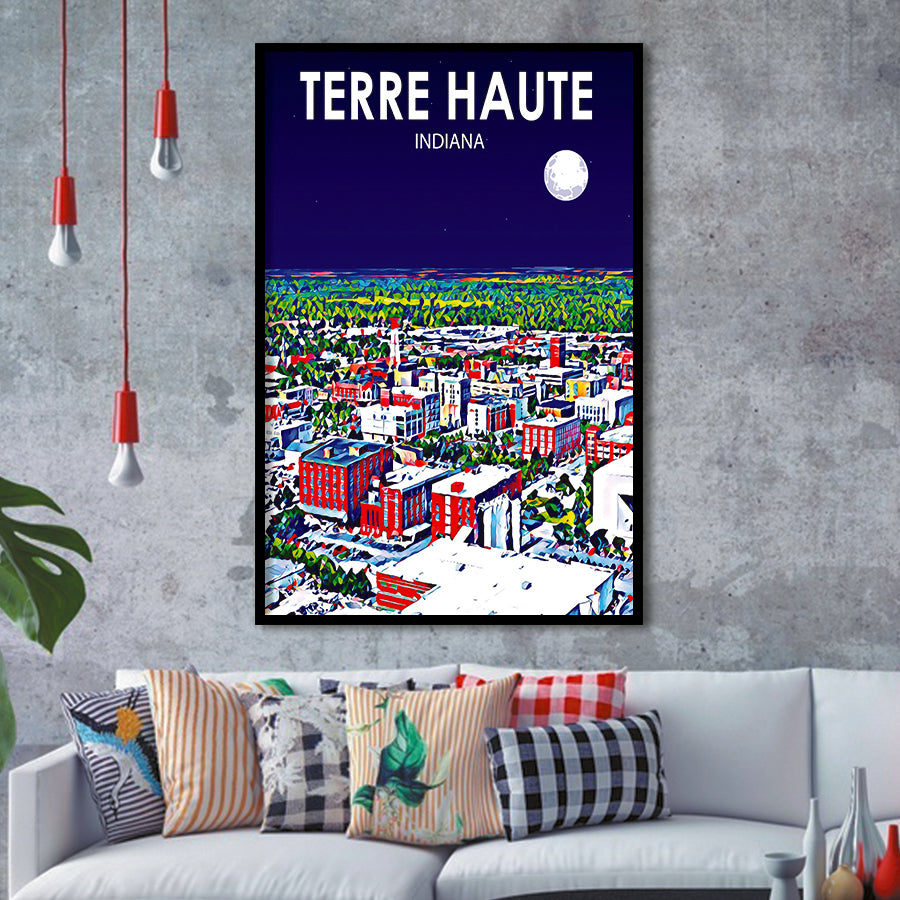 Terre Haute IN Art V1, City Art Print, Framed Art Print Wall Art Home Decor, Framed Picture
