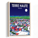 Terre Haute IN Art V1, Large Canvas, Framed Canvas Print Wall Art Home Decor, Floating Frame