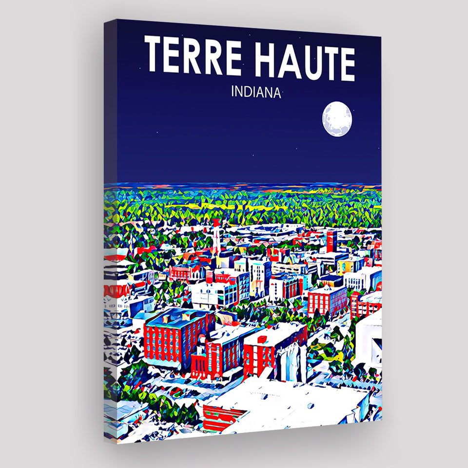 Terre Haute IN Art V1 ,City Art Print, Large Canvas, Canvas Print Wall Art Home Decor