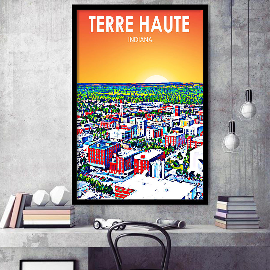 Terre Haute IN Art, City Art Print, Framed Art Print Wall Art Home Decor, Framed Picture
