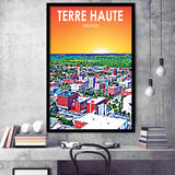 Terre Haute IN Art, City Art Print, Framed Art Print Wall Art Home Decor, Framed Picture