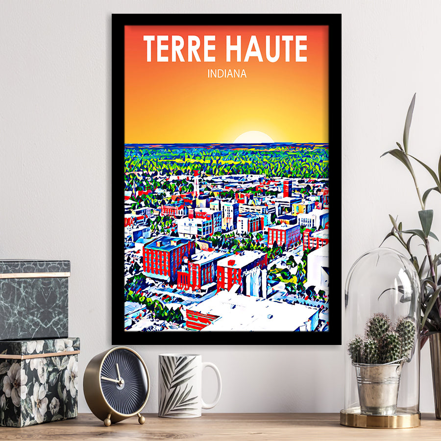 Terre Haute IN Art, City Art Print, Framed Art Print Wall Art Home Decor, Framed Picture