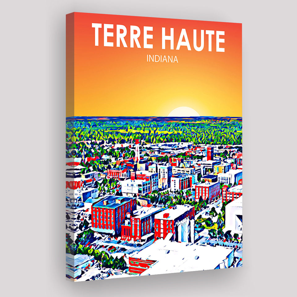 Terre Haute IN Art ,City Art Print, Large Canvas, Canvas Print Wall Art Home Decor