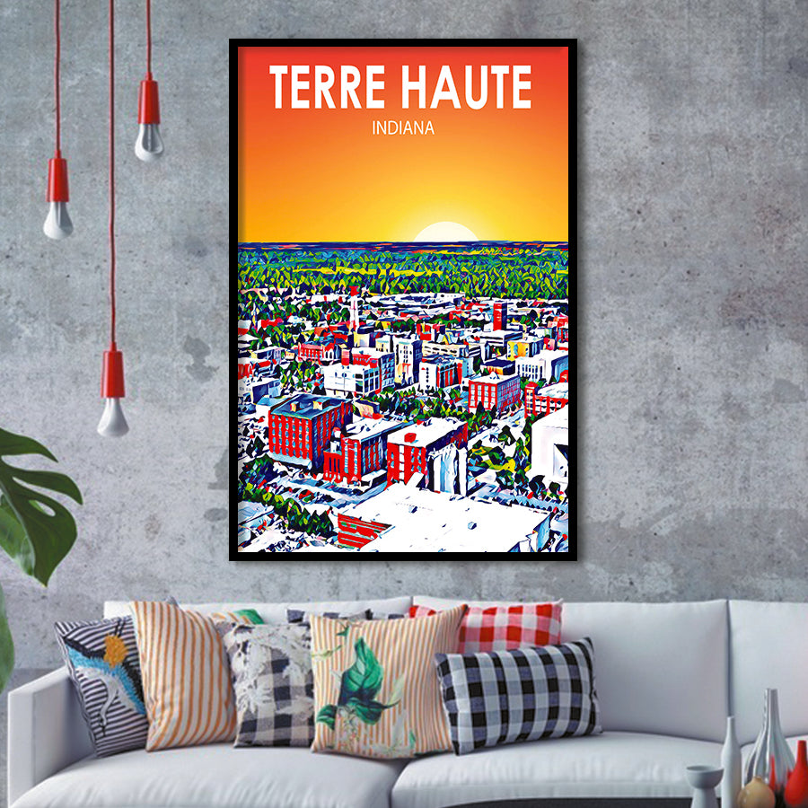Terre Haute IN Art, City Art Print, Framed Art Print Wall Art Home Decor, Framed Picture