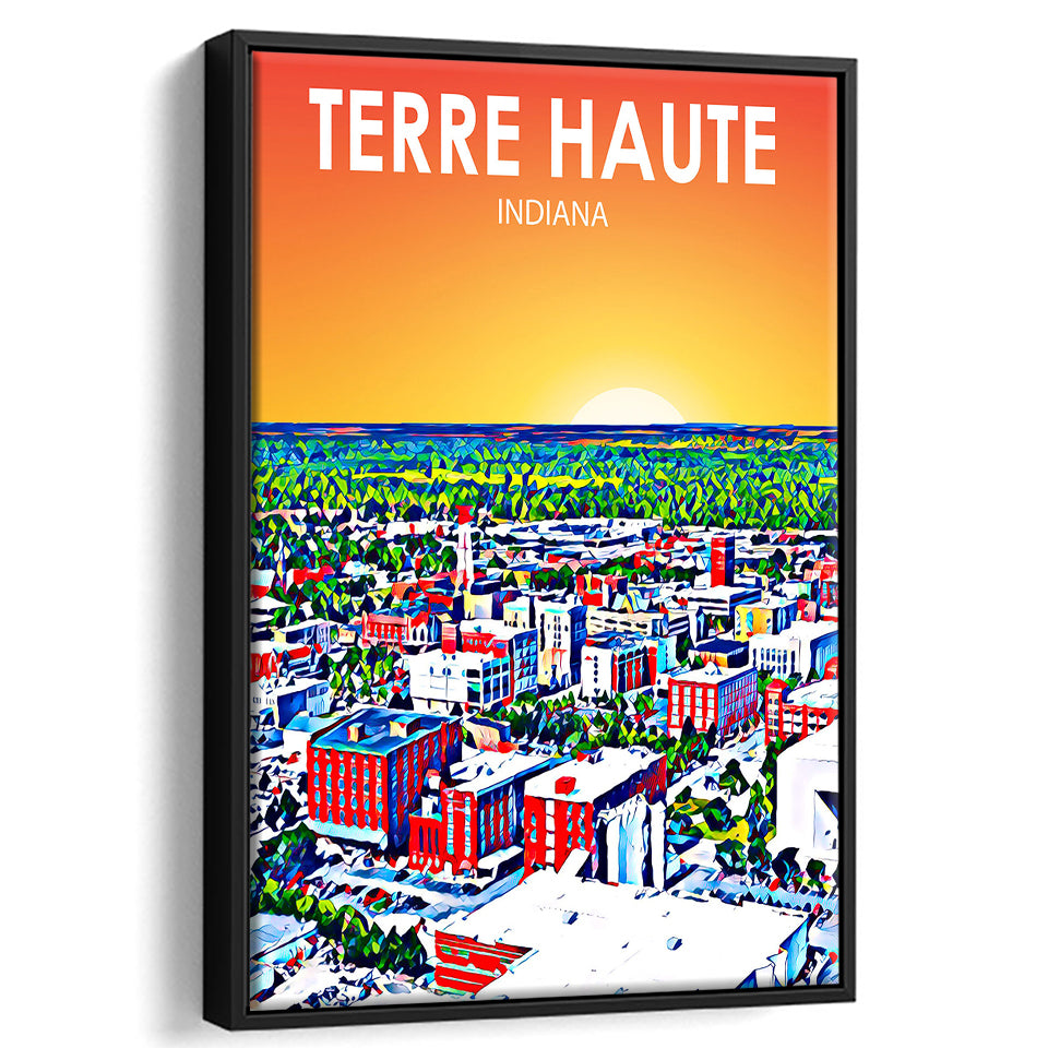 Terre Haute IN Art, Large Canvas, Framed Canvas Print Wall Art Home Decor, Floating Frame