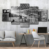 Tesla Coil Photo Black And White Print, Nikola Tesla 5 Panels, Canvas Prints Wall Art Decor, Large Canvas Art