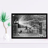 Tesla Coil Photo Black And White Print, Nikola Tesla Framed Art Prints, Wall Art,Home Decor,Framed Picture