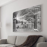 Tesla Coil Photo Black And White Print, Nikola Tesla Canvas Prints Wall Art Home Decor