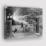 Tesla Coil Photo Black And White Print, Nikola Tesla Canvas Prints Wall Art Home Decor