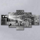 Tesla Coil Photo Black And White Print, Nikola Tesla 5 Panels, Canvas Prints Wall Art Decor, Large Canvas Art