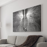Tesla In His Laboratory Photo Black And White Print, Nikola Tesla Canvas Prints Wall Art Home Decor