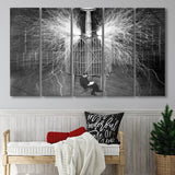 Tesla In His Laboratory Photo Black And White Print, Nikola Tesla Larger Canvas Art, 5 Piece Canvas Prints Wall Art Decor
