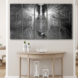 Tesla In His Laboratory Photo Black And White Print, Nikola Tesla Larger Canvas Art, 5 Piece Canvas Prints Wall Art Decor
