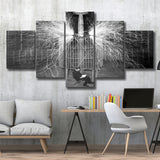 Tesla In His Laboratory Photo Black And White Print, Nikola Tesla 5 Panels, Canvas Prints Wall Art Decor, Large Canvas Art